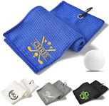 Terwex Custom Golf Towel | Personalized Embroidered Golf Towels with for Men & Women | Add Your Text or Name with Font & Thread Color Options Golf Bag Towel with Hook | Golf Accessories Golfing Gifts