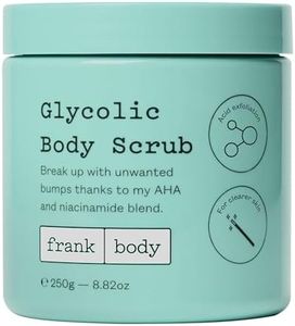 Frank Body Glycolic Body Scrub | Vegan, Cruelty Free, Exfoliating Body Scrub | Helps to Fight Breakouts and Soothes Skin & Marks with AHA, Pumice, Witch Hazel, and Niacinamide | 8.82 oz / 250 g