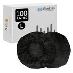 Geekria 100 Pairs Disposable Headphones Ear Cover for Large Over-Ear Headset Earcup, Stretchable Sanitary Ear Pads Cover, Hygienic Ear Cushion Protector (L/Black)