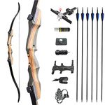 SHARROW 62" Recurve Bow Set Adult 30-50 Lbs Takedown Archery Set Hunting Bow and Arrow Set Adult Competition Bow Sportbow Hunting Recurvebow Set for Right Handed Training Hunting (bow set, 30Lbs)