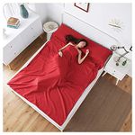 GUOCU Soft Sleeping Bag Liner - Lightweight Travel Sheet Camping Sleep Bag with Pillow Pockets Portable Prevent Dirty On Business Hotel WineRed 90 * 210cm