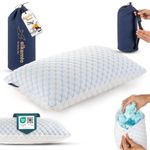 alkamto Travel & Camping Comfortable Memory Foam Pillow – Easy to Carry Portable Bag – Temperature Regulating Pillow Case (White)