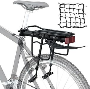 Bike Cargo Rack w/Fender & Bungee Cargo Net & Reflective Logo,Quick Release Mountain Road Bicycle Rear Racks,Universal Adjustable Bike Luggage Touring Carrier Rack,Large Capacity Bike Pannier Rack