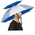 Qukipet Umbrella Hat, 37 inch Double Layer Folding Compact UV & Rain Protection fishing Umbrella Cap, Adjustable Rubber Headwear Umbrella for Adults and Kids at Garden Outdoors