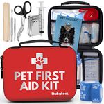 Dog First Aid Kit | Vet Approved Pet First Aid Supplies to Treat Dogs & Cats in an Emergency | Pet First Aid Kit Book, Tick Remover, Slip Leash & Medical Essentials for Home, Camping, Car, RV, Travel