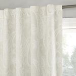 Sun Zero Pedra Paisley Embroidery 100% Blackout Back Tab Curtain Panel, 40" x 84", Pearl White