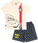 Disney Cars Lightning McQueen Toddler Boys Polo Shirt and Shorts Outfit Set White/Gray 5T