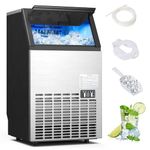 COSTWAY Commercial Ice Maker Machine, 110LBS/24H Stainless Steel Under Counter/Freestanding Self Cleaning Ice Machine with 24H Timer, Included Scoop, Connection Hose, Drain and Inlet Hoses