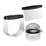 HULISEN Stainless Steel Biscuit Cutter Set, Pastry Scraper and Dough Blender, Sturdy & Long-Lasting with Ergonomic Rubber Grip, Professional Baking Dough Tools, Gift Package (3 Pcs/Set)