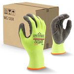 LINCONSON 12 Pack Safety Performance Series Construction Mechanics Wrinkle Latex Work Gloves (Green - Grey Palm, X-Large (12 Pairs))