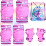 Knee Pads for Kids Unicorn Knee and Elbow Pads Set with Storage Bag Protective Gear Set with Wrist Guards for Skating Rollerblading Cycling Bicycle for Kids Girls Toddler (Pink 6-12 Year)