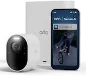 Arlo Ultra 3 Security Camera Outdoor Wireless, 4K UHD, 180 View, AI Detection, Auto Tracking, Colour Night Vision, CCTV, Arlo Secure Trial Included, 1 Camera with Smarthub for Local Storage, White