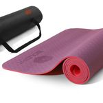 Boldfit Yoga mat for Women and Men with Cover Bag TPE Material 6mm Extra Thick Exercise mat for Workout Yoga Fitness Pilates and Meditation Anti Tear Yoga Mat Anti Slip Exercise Mat - Red Purple 6mm