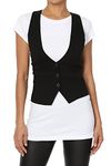 TheMogan Dressy Casual Versatile Racerback Vest Uniform Tuxedo Suit Waistcoat, W9 Black, Large