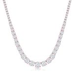 NYC Sterling Tennis Necklaces for Women – Luxurious Cubic Zirconia Necklace – Graduated Tennis Necklace with Round CZ Stones – Elegant and Refined Tennis Chain for Women – 17-inch, 17", Brass, Cubic