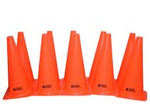 SAS Sports Plastic Agility Orange 12 Inches Training Marker Cones Set of 10