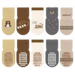SNOWIE SOFT® 5 Pairs Baby Socks Set, Antislip Socks for New Born Baby 1-3 Years, Non Slip Grip Ankle Socks with Non Skid Soles for Infants Socks for Toddler Girls Boys 12-36 Month Baby Shower Gifts