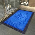 Craft Super Soft Anti Skid Door Mats for Home Entrances, Bathroom Indoor/Outdoor Floor Mat, Waterproof Door Mat Stipred Design Back Dirt Trapper Welcome Mat (16X24 Inches) (Blue 1)