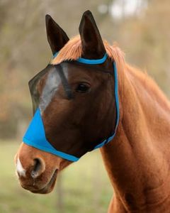 Hilltown Adjustable Fly Mask for Horse with Ears - UV-Block, Large Eye Space, Breathable, Built to Last, Comfort Fit - Horse Fly Mask for Daily Stable, Hot Weather Riding & Competition - X-Full, Blue