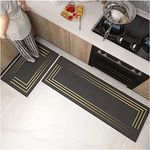 Clefairy 2 Pcs Kitchen Mats, Waterproof Memory Foam Kitchen Rugs, Standing Desk Mat Floor Mats, Comfort Runner Rug Carpets for Kitchen Floor, Sink - (120 * 40 cm, 40 * 60 cm, Squre)