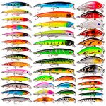 BAIKALBASS Fishing Lures Tackle Kits Hard Baits Minnow Pencil VIB Crankbaits Topwater Floating Lures Assorted Fishing Tackle Sets (007-43pcs)