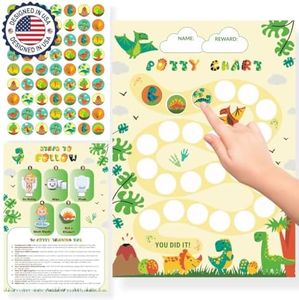 Dinosaur Potty Chart for Toddler Boys – Potty Training Chart for 1-3 Years Old with 10 Charts and 250+ Stickers, Toilet Training Essentials Rewards for Boys, Stickers Chart Set