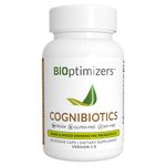 BiOptimizers Cognibiotics Probiotic Brain Supplement | Helps Support Mood, Better Focus, Memory, Mental Clarity | 60 Capsules