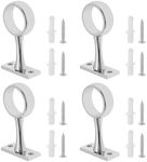 VGOL 4 Sets of Wardrobe Rail Support Curtain Rod Brasket Wardrobe Rails and Fittings Hanging Rail Center Brackets with Monuting Screw, Silver