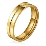 NOKMIT 5mm 14K Gold Filled Rings for Women Girls Dainty Gold Cubic Zirconia Wedding Band Promise Anniversary Thumb Ring Non Tarnish Comfort Fit Size 5 to 10 (Line,5)