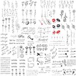 Temporary Tattoos, 270+ Fake Tattoos Tiny Small Realistic Tattoos, Words Tattoos & Long Lasting Wild Flower Ink Line Botanical Floral Leaf Body Art Arm Sketch Tattoo Stencil Christmas makeup for Women