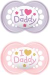 MAM Original Soother 16+ Months (Set of 2), Pink Daddy Baby Soother with Self Sterilising Travel Case, SkinSoft Silicone Teat, with MAM Soother Case, Purple/Pink (Designs May Vary)