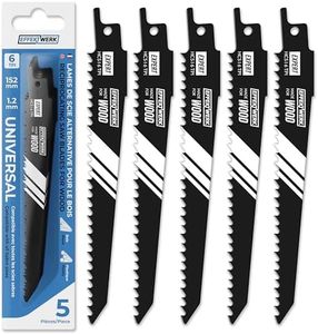 EFFEKTWERK Lames de scie alternative pour bois (5 pièces) pour la coupe du bois et du plastique, lames de scie sabre en acier à haute teneur en carbone (HCS) avec 6 TPI (dents par pouce)