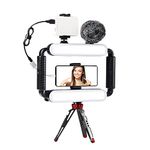 GVM Great Video Maker Gimbal Stabilizer Phone Light Kit for iPhone, Smartphone, and Cameras, 5600K LED Equipment with Microphone &Tripod Accessories for Recording, Live Streaming, YouTube, TikTok