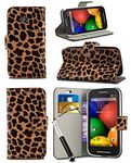 London Gadget Store Case for LG Spirit 4G LTE H440N - New Creative Colourful Graphic Pattern Wallet Case Cover Printed Design with Integrated Stand & RETRACTABLE Stylus Pen - Leopard Skin (Brown)