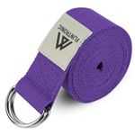 flintronic 1 Pc Yoga Belt Pilates, 1.85M D-Ring Buckle Yoga Strap, Extra Long Adjustable Yoga Strap Belt, Sports and Fitness Stretch Strap for Yoga, Pilates, Dance (Purple)