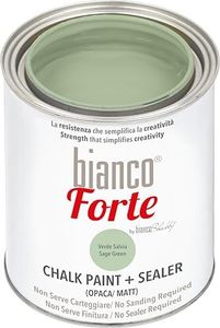 Bianco Forte - Verde Salvia - (1L) Pintura a la Tiza con Acabado/Protección 2 en 1: Chalk Paint Súper Resistente para Muebles, Paredes y Puertas – Secado Rápido, Interior/Exterior, Mate
