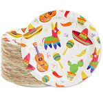 Blue Panda Disposable Plates - 80-Count Paper Plates Mexican Fiesta Party Supplies for Appetizer Lunch Dinner and Dessert Birthdays Cinco de Mayo 9 x 9 inches