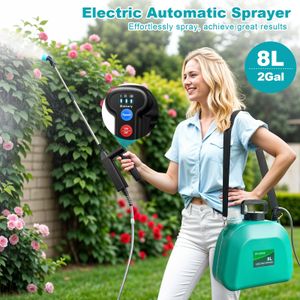 SYLSTAR 8L Battery Powered Garden Sprayer – Electric Weed Sprayer, 4 Nozzles, USB Rechargeable