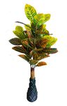 HYPERBOLES 1 Artificial Croton Plant Faux Fiddle Leaf fig Tree Artificial Trees for Home Decor Floor Plant Front Porch Faux Ficus Lyrata Tree 39inch/100cm (Yellow Red)