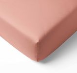 Bacati Solid Crib/Toddler Bed Fitted Sheets Cotton Percale 2 Piece, Coral