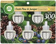 Air Wick Plug in Scented Oil Refill, 5 Ct, Fresh Pine and Juniper, Air Freshener, Essential Oils, Fall Scent, Fall décor