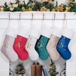 GEX Initial Christmas Stockings Monogrammed with Letters Embroidery Personalized with Soft Faux Fur Christmas Ornament Tree Decorations