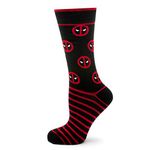 Marvel Deadpool Stripe Black Dress Socks, Shoe Size 6-12, Size 10-13