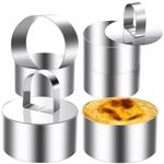 6Pack 3.15‘’ Cake Rings Mold Stainless Steel Round Food Rings, Small Mousse Molds Presentation Cooking Rings with Pressers for Baking Pastry, Dessert