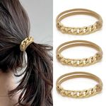 Hair Tie Bracelets for Women, Cute Ponytail Holders Soft Elastic for Blonde Curly Hair, Gold Hair Ties No Damage for Girls Khaqi