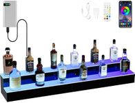 YITAHOME LED Lighted Liquor Bottle Display Shelf, 2 Tiers 48 Inches, Bar Liquor Alcohol Shelf for Home and Party, Supports USB & Power Bank, Acrylic Whiskey Rack Stand with Remote & App Control