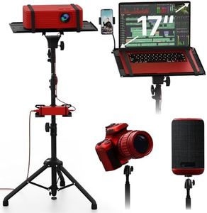 Projector Tripod Stand, Height Adjustable 27" to 62" & Floor Projector Stand, Portable Laptop Stand, Camera & Light & Ball-Joint – Well-Made, Easy-to-Adjust, DJ Rack & Music or Movie stand