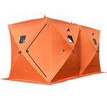 Summile 2/3/4/8 Person Ice Fishing Shelter Tent 300d Oxford Fabric Portable Ice Shelter Strong Waterproof Ice Fish Shelter for Outdoor Fishing (142x72x83inch)
