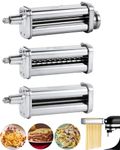 HOMGEN 3 Pack Pasta Attachment Set for All KitchenaidStand Mixer Including Pasta Sheet Roller, Spaghetti Cutter, Fettuccine Cutter with 8-Speed Adjustable to Enjoy Cooking Fun