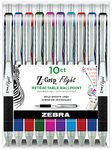 Zebra Pen Z-Grip Flight Retractable Ballpoint Pen, Bold Point, 1.2mm, Assorted Color Ink, 10-Pack, 21901